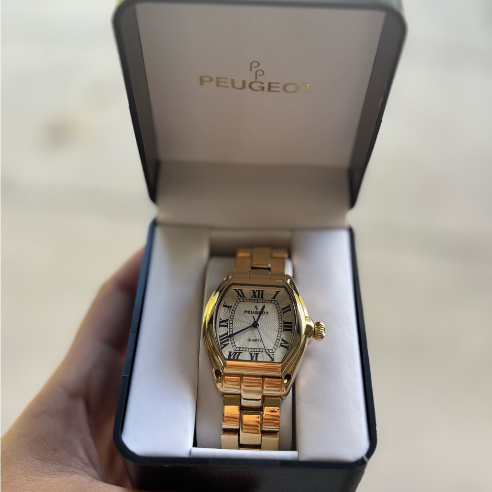 Peugeot Gold-Tone Roman Numeral Watch